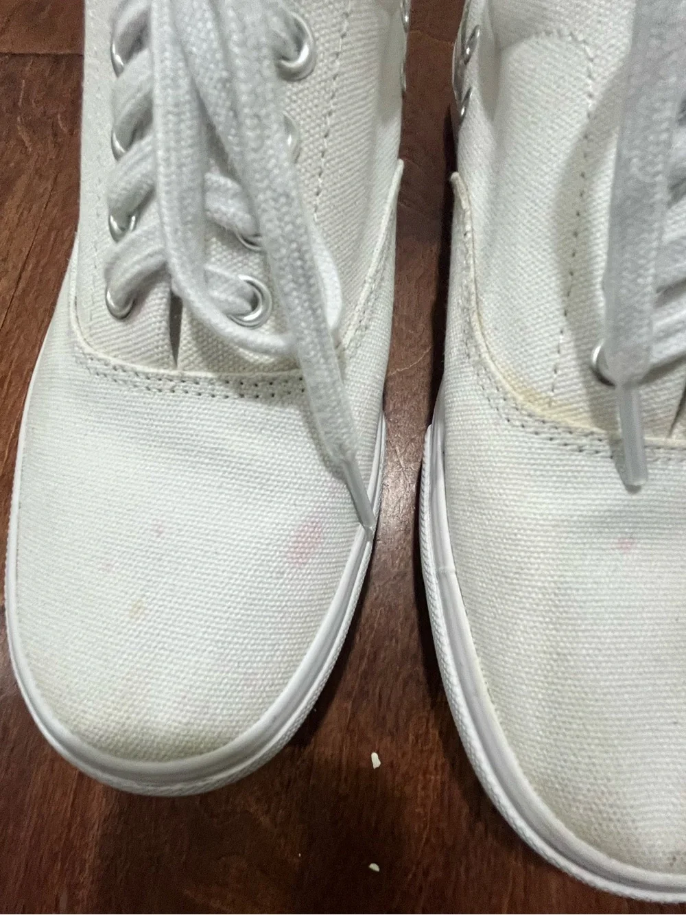 J. Crew White Canvas Sneakers with Tan Heel Accent